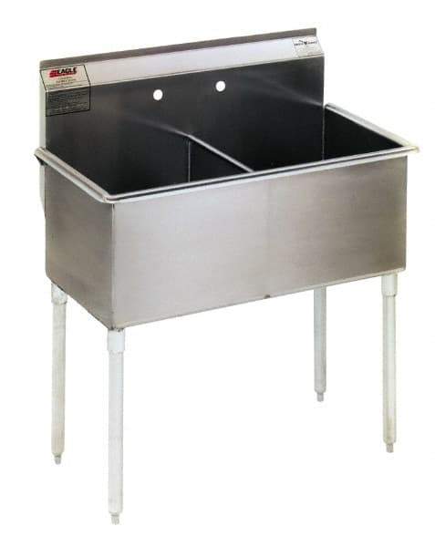 Eagle MHC - 48" Long x 21" Wide Inside, 2 Compartment, Stainless Steel Stainless Steel Scullery Sink - 16 Gauge, 51" Long x 24-1/2" Wide x 42" High Outside, 14" Deep - All Tool & Supply