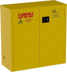 Jamco - 2 Door, 1 Shelf, Yellow Steel Standard Safety Cabinet for Flammable and Combustible Liquids - 44" High x 43" Wide x 18" Deep, Manual Closing Door, 3 Point Key Lock, 30 Gal Capacity - All Tool & Supply