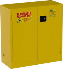 Jamco - 2 Door, 1 Shelf, Yellow Steel Standard Safety Cabinet for Flammable and Combustible Liquids - 44" High x 43" Wide x 18" Deep, Self Closing Door, 3 Point Key Lock, 30 Gal Capacity - All Tool & Supply