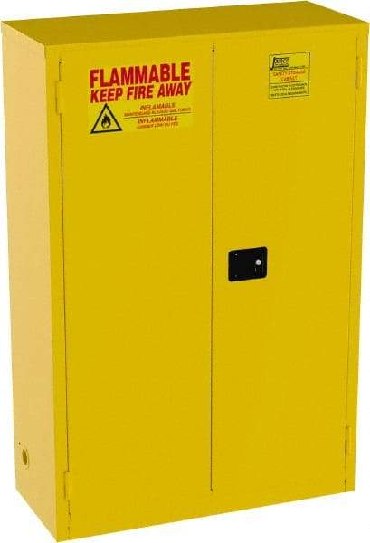 Jamco - 2 Door, 2 Shelf, Yellow Steel Standard Safety Cabinet for Flammable and Combustible Liquids - 65" High x 43" Wide x 18" Deep, Manual Closing Door, 3 Point Key Lock, 45 Gal Capacity - All Tool & Supply