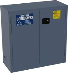 Jamco - 2 Door, 1 Shelf, Blue Steel Standard Safety Cabinet for Corrosive Chemicals - 44" High x 43" Wide x 18" Deep, Manual Closing Door, 3 Point Key Lock, 30 Gal Capacity - All Tool & Supply