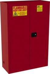 Jamco - 2 Door, 5 Shelf, Red Steel Standard Safety Cabinet for Flammable and Combustible Liquids - 65" High x 43" Wide x 18" Deep, Manual Closing Door, 3 Point Key Lock, 72 Gal Capacity - All Tool & Supply