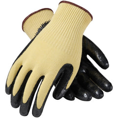 09-K1400/XS Gloves w/Kevlar Brand - G-Tek KEV -  Yellow 10G Kevlar Shell -  Black Nitrile Coat Smooth Grip -  A2