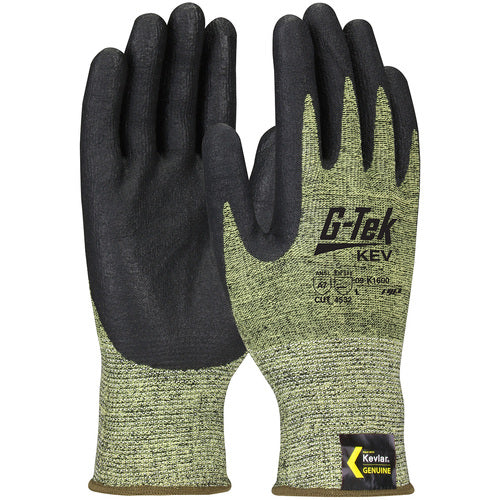 09-K1600/XXL Gloves w/Kevlar Brand - G-Tek KEV - Kevlar Engineered Yarn - Yel/Blk 13 Gauge - Nitrile Foam - A7