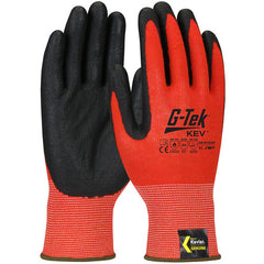 09-K1640/L Gloves w/Kevlar Brand - G-Tek KEV - Kevlar Engineered Yarn - Red 13 Gauge - Nitrile Foam - ANSI A4