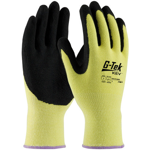 09-K1660/XXL Gloves w/Kevlar Brand - G-Tek KEV - Yellow 13G Kevlar Shell - Nitrile MicroSurface Grip - A2 - Exact Industrial Supply