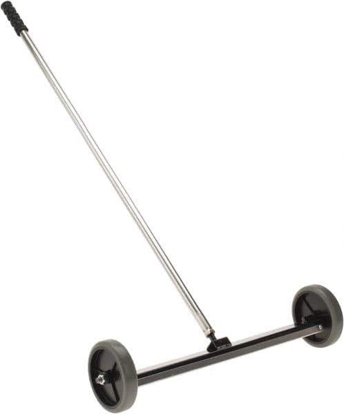 Shields Magnetics - 18 & 20" Long Push Magnetic Sweeper with Wheels - 2-1/2" Wide x 1" High x 42" Long, 5" Wheel Diam, 1-1/2" Clearance - All Tool & Supply