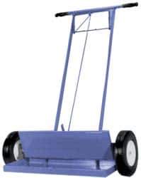 Made in USA - 36" Long Push Magnetic Sweeper with Wheels - 4-1/2" Wide x 1-1/2" High x 48" Long, 10" Wheel Diam, 2-1/2" Clearance - All Tool & Supply