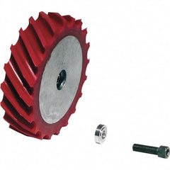 Dynabrade - 4" Diam x 1" Wide Contact Wheel Assembly - 1/4" Arbor Hole, Scoop, 60 Duro Urethane Face - All Tool & Supply