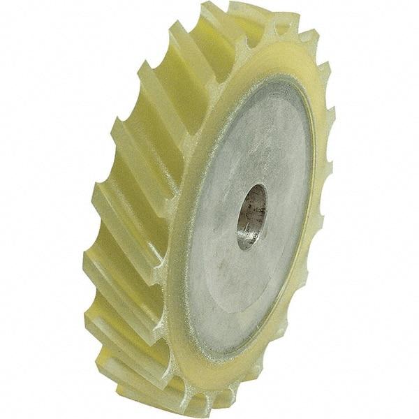 Dynabrade - 4" Diam x 5/8" Wide Contact Wheel - 1/4" Arbor Hole, Scoop, 90 Duro Urethane Face - All Tool & Supply