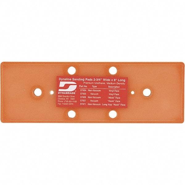 Dynabrade - 8 x 2-3/4" Rectangular Adhesive/PSA Backing Pad - Dynaline Compatible, Screw Attachment, Vacuum Pad, 3/8" Thick, Medium Density - All Tool & Supply