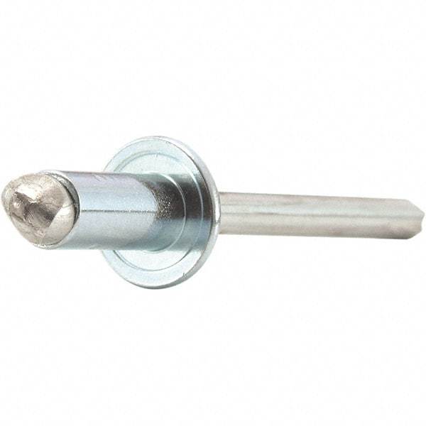 STANLEY Engineered Fastening - Size 4 Dome Head Stainless Steel Open End Blind Rivet - Stainless Steel Mandrel, 0.313" to 3/8" Grip, 1/8" Head Diam, 0.129" to 0.133" Hole Diam, 0.077" Body Diam - All Tool & Supply