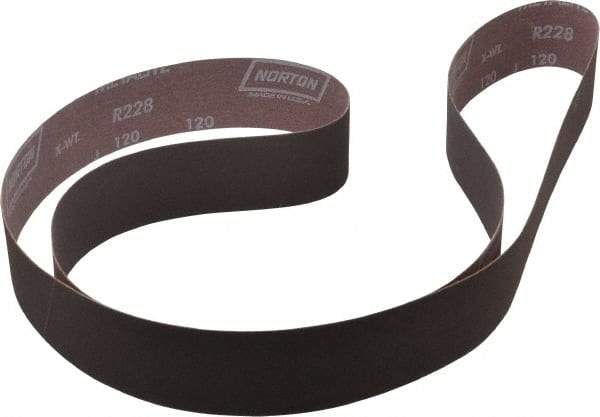 Norton - 2" Wide x 72" OAL, 120 Grit, Aluminum Oxide Abrasive Belt - Aluminum Oxide, Fine, Coated, X Weighted Cloth Backing, Series R228 - All Tool & Supply