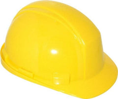 North - ANSI Type II, Class E Rated, 4-Point, Ratchet Adjustment Hard Hat - One Size Fits Most, Yellow, Standard Brim - All Tool & Supply