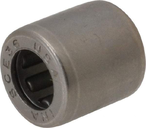 INA Bearing - 3/16" Bore Diam, 630 Lb. Dynamic Capacity, 3/16 x 11/32 x 3/8", Caged, Open End, Shell Needle Roller Bearing - 11/32" Outside Diam, 3/8" Wide - All Tool & Supply