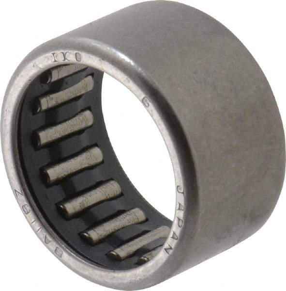 IKO - 11/16" Bore Diam, 1,930 Lb. Dynamic Capacity, 11/16 x 7/8 x 1/2", Caged, Open End, Shell Needle Roller Bearing - 7/8" Outside Diam, 1/2" Wide - All Tool & Supply