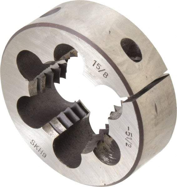 Interstate - 1-5/8 - 5-1/2 Thread, 3" Outside Diam High Speed Steel Round Die - Right Hand Thread, Adjustable - Exact Industrial Supply