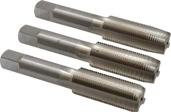 Interstate - M18x1.50 Metric Fine, 4 Flute, Bottoming, Plug & Taper, Bright Finish, High Speed Steel Tap Set - Right Hand Cut, 4-1/32" OAL, 1-13/16" Thread Length - All Tool & Supply