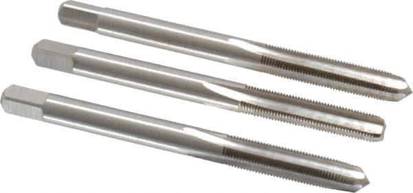 Interstate - M5x0.50 Metric Fine, 4 Flute, Bottoming, Plug & Taper, Bright Finish, High Speed Steel Tap Set - Right Hand Cut, 2-3/8" OAL, 7/8" Thread Length - All Tool & Supply