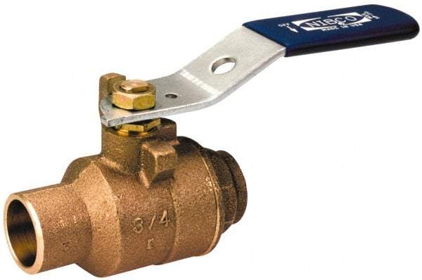 NIBCO - 3" Pipe, Standard Port, Bronze Standard Ball Valve - 2 Piece, Inline - One Way Flow, Soldered x Soldered Ends, Lever Handle, 600 WOG, 150 WSP - All Tool & Supply