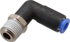 SMC PNEUMATICS - 6mm OD, R(PT) 1/4 Thread, Brass/Polybutylene Push-to-Connect Male Elbow - 145 Max psi - All Tool & Supply