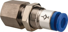 SMC PNEUMATICS - 6mm OD, R(PT) 1/4 Thread, Brass/Polybutylene Push-to-Connect Female Bulkhead - All Tool & Supply