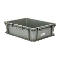 SSI Schaefer - 0.38 Cu Ft, 55 Lb Load Capacity Gray Polypropylene Tote Container - Stacking, 15.8" Long x 11.9" Wide x 4.8" High - All Tool & Supply