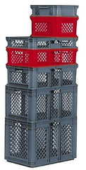 SSI Schaefer - 0.8 Cu Ft, 33 Lb Load Capacity Gray Polypropylene Tote Container - Stacking, 23.7" Long x 15.8" Wide x 4.8" High - All Tool & Supply