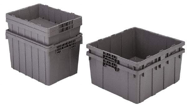 Orbis - 2 Cu Ft, 70 Lb Load Capacity Gray Polyethylene Tote Container - Nesting, 21.4" Long x 15.3" Wide x 12.3" High - All Tool & Supply