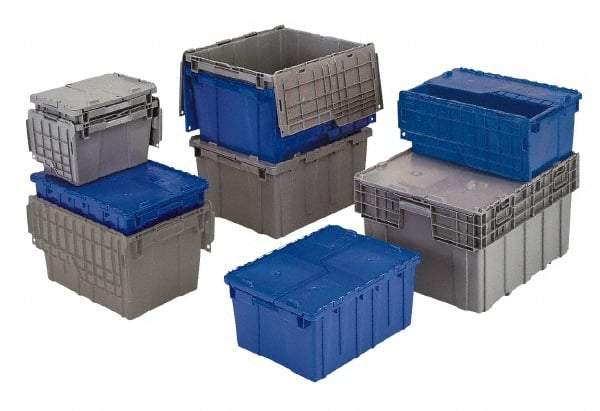 Orbis - 40 Lb Load Capacity Blue Polyethylene Attached-Lid Container - Stacking, Nesting, 22.3" Long x 13" Wide x 12.8" High, Lid Included - All Tool & Supply