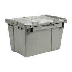 Orbis - 0.6 Cu Ft, 70 Lb Load Capacity Gray Polyethylene Attached-Lid Container - Stacking, Nesting, 15.2" Long x 10.9" Wide x 9.7" High, Lid Included - All Tool & Supply