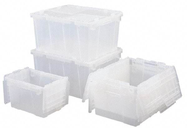 Orbis - 2.7 Cu Ft, 70 Lb Load Capacity Clear Polypropylene Attached-Lid Container - Stacking, Nesting, 23.9" Long x 19.6" Wide x 12.6" High, Lid Included - All Tool & Supply