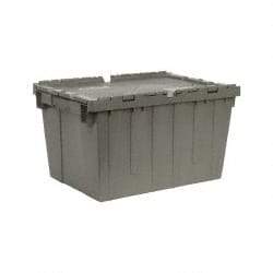 Quantum Storage - 1.67 Cu Ft, 60 Lb Load Capacity Gray Polyethylene Attached-Lid Container - Stacking, Nesting, 21.8" Long x 15" Wide x 12.8" High, Lid Included - All Tool & Supply