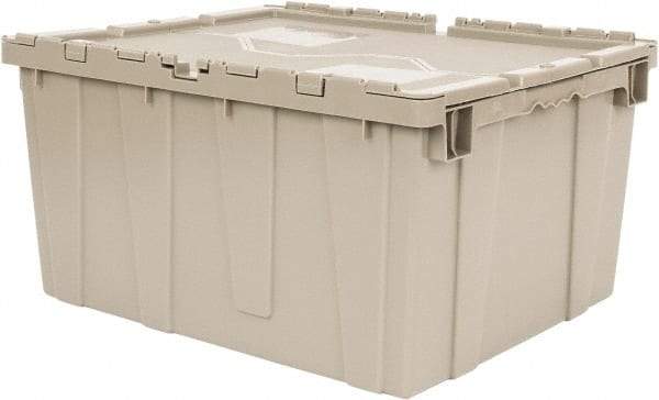 Quantum Storage - 2.44 Cu Ft, 80 Lb Load Capacity Gray Polyethylene Attached-Lid Container - Stacking, Nesting, 23.9" Long x 19.4" Wide x 12-1/2" High, Lid Included - All Tool & Supply