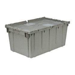 Quantum Storage - 2.5 Cu Ft, 100 Lb Load Capacity Gray Polyethylene Attached-Lid Container - Stacking, Nesting, 27.3" Long x 16.6" Wide x 12-1/2" High, Lid Included - All Tool & Supply