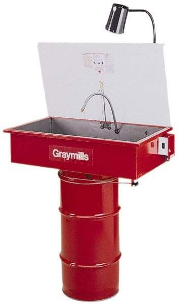 Graymills - Drum Mount Solvent-Based Parts Washer - 20 Gal Max Operating Capacity, Steel Tank, 67-1/8" High x 36" Long x 20" Wide, 115 Input Volts - All Tool & Supply