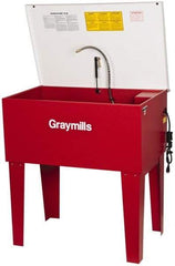 Graymills - Free Standing Solvent-Based Parts Washer - 15 Gal Max Operating Capacity, Steel Tank, 38-1/2" (Lid Close)/60" (Lid Open) High x 36" Long x 22" Wide, 115 Input Volts - All Tool & Supply