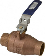 NIBCO - 1-1/2" Pipe, Full Port, Bronze Standard Ball Valve - 2 Piece, Inline - One Way Flow, Soldered x Soldered Ends, Locking Lever Handle, 600 WOG, 150 WSP - All Tool & Supply