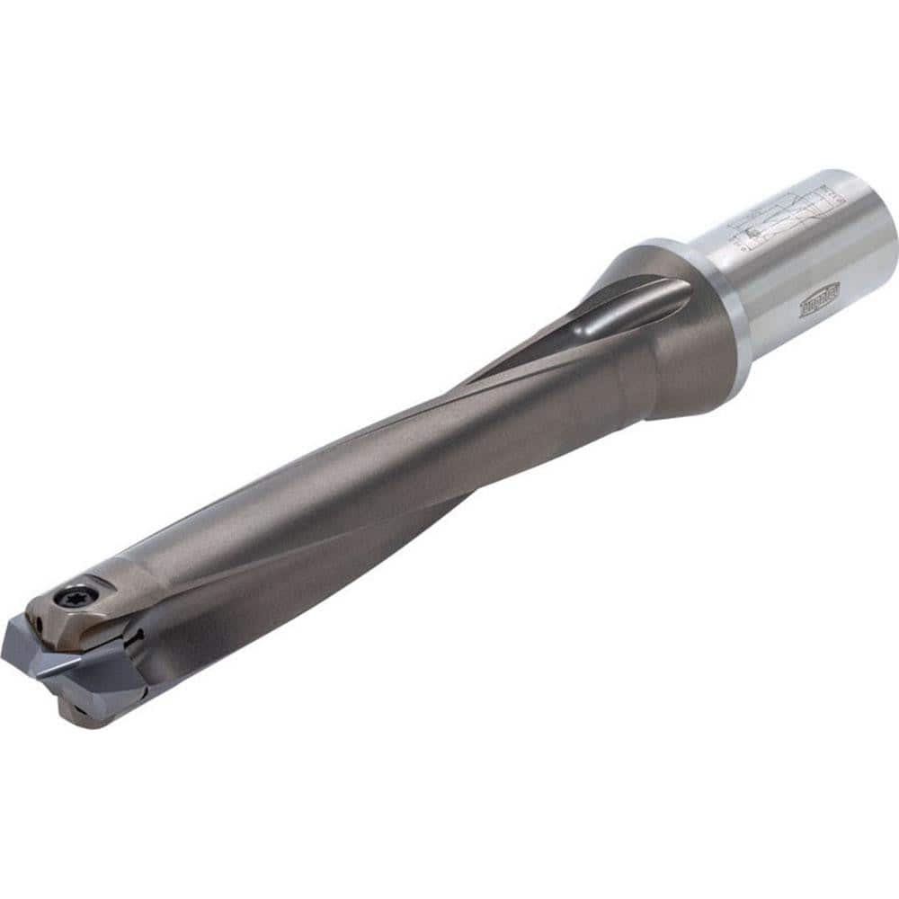 Replaceable Tip Drill: 21 to 21.9 mm Drill Dia, 108.3 mm Max Depth, 25 mm Weldon Flat Shank Uses SMP & SMF Inserts, 193.1 mm OAL, Through Coolant