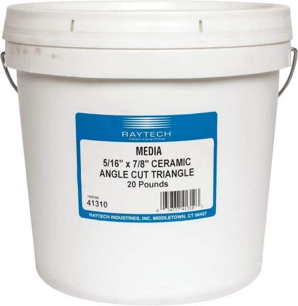 Raytech - Ceramic Carrier, Aluminum Oxide Abrasive, Polishing Tumbling Media - Triangle Shape, Wet Operation, 5/16" Long x 7/8" High - All Tool & Supply