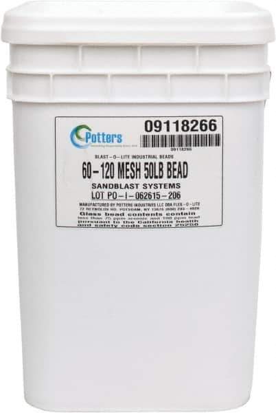 Made in USA - Medium Grade Smooth Glass Bead - 60 to 120 Grit, 50 Lb Pail - All Tool & Supply
