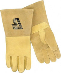 Steiner - Size XL Unlined Pigskin Welding Glove - 13-1/2" OAL, Gauntlet Cuff, Thumb Strap, For MIG - All Tool & Supply