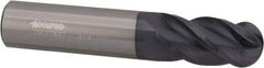 Accupro - 3/8" Diam, 1-3/4" LOC, 4 Flute Solid Carbide Ball End Mill - nACRo Finish, Single End, 4" OAL, 3/8" Shank Diam, Spiral Flute - All Tool & Supply