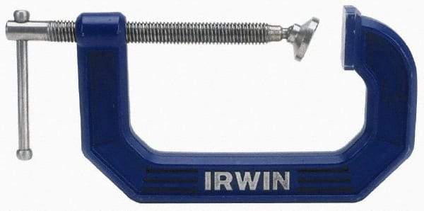 Irwin - Regular-Duty 5" Max Opening, 3-1/4" Throat Depth, Cast Iron Standard C-Clamp - 1,500 Lb Capacity, 0" Min Opening, Standard Throat Depth - All Tool & Supply