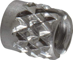 E-Z LOK - #4-40 UNC Stainless Steel Flush Press Fit Threaded Insert for Plastic - 3/16" OAL, 0.166" Insert Diam, 5/32" Hole Diam, 5/32" Drill - All Tool & Supply