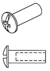 Made in USA - #10-24 Thread Barrel, Slotted/Phillips Drive, Stainless Steel Sex Bolt & Binding Post - 3/4" Long Barrel, Grade 18-8 - All Tool & Supply