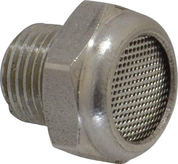 Legris - 1/8 Male NPT, 14mm Hex, Exhaust Muffler - 175 Max psi, 108 Decibel Rating, Stainless Steel - All Tool & Supply