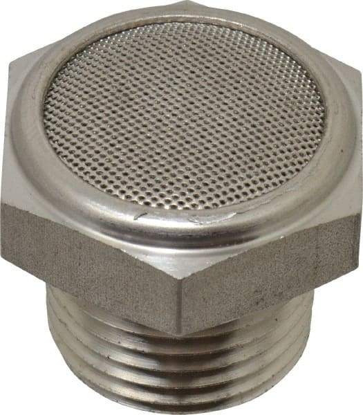 Legris - 1/2 Male NPT, 27mm Hex, Exhaust Muffler - 175 Max psi, 108 Decibel Rating, Stainless Steel - All Tool & Supply