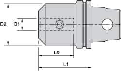 Kennametal - KM32 Modular Connection 3/8" Hole End Mill Holder/Adapter - 28mm Nose Diam, 45mm Projection, Through-Spindle Coolant - Exact Industrial Supply