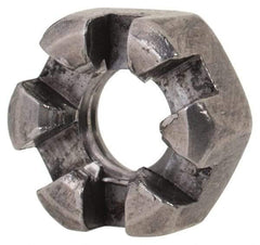 Value Collection - 1/4-20 UNC Grade 2 Steel Slotted Locknut - 7/16" Width Across Flats, 7/32" High, Uncoated - All Tool & Supply